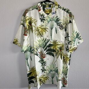 NWT Tommy Bahama / MLB San Diego padres 100% silk collared button up shirt XL
